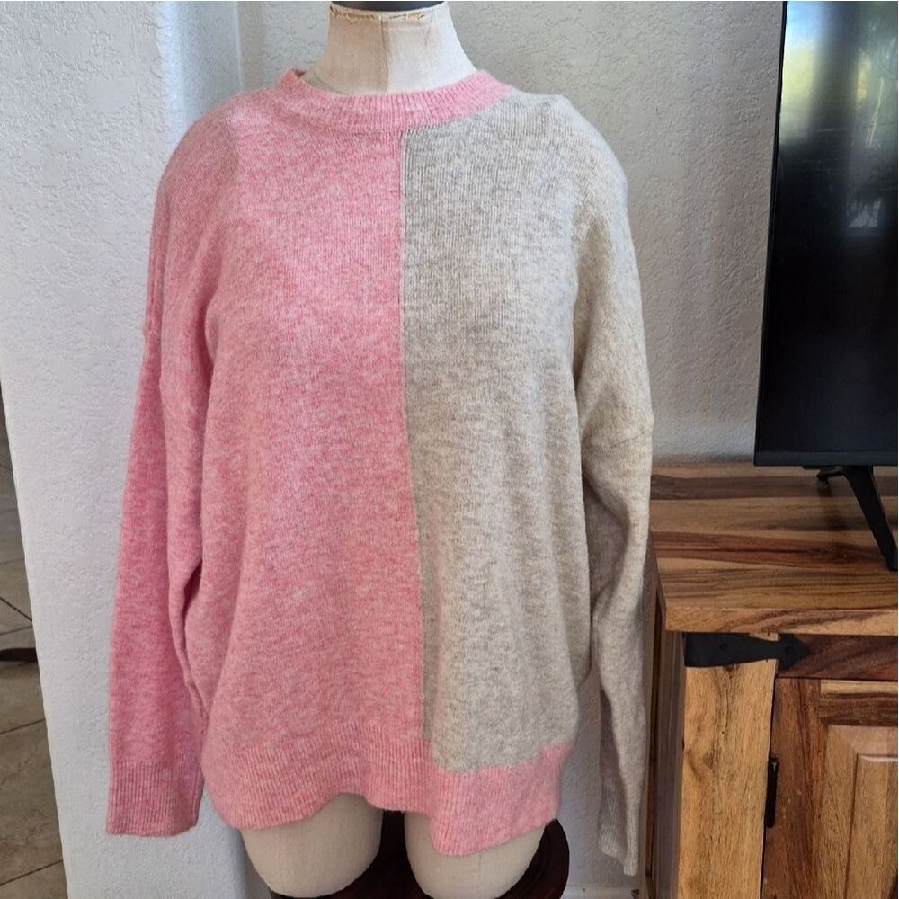 Heyson two tone Pink & Cream sweater 20% Wool - Picture 4 of 16
